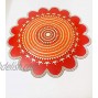 Ethnic Avenue Flower Shaped Floor Table Decoration Indian Rangoli Art Red Orange Colors Mirror Decoration 100% Handmade