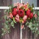 Firlar 30 Inch Decorative Floral Swag Wedding Artificial Peony with Green Leaves Swag Front Door Peony Floral Arch Garland Swag for Wedding Party Home Decor.