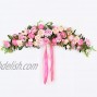 Lvydec Artificial Rose Flower Swag 25 Inch Decorative Swag with Pink Roses Green Leaves and Silk Ribbon for Wedding Arch Front Door Wall Decor