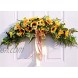 Lvydec Artificial Sunflower Swag 25 Decorative Swag with Sunflowers Green Leaves and Silk Ribbon for Wedding Arch Front Door Wall Decor