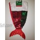 Mermaid Christmas Stocking with Red and Iridescent Scales and White Plush Cuff- 7.5 x 16.5 Inches