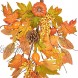 WDDH Fall Teardrop Swag 25inch Artificial Fall Maple Swag Artificial Decorative Swag with Mixed Pumpkin Pine Cone Berries Harvest Teardrop Swag for Home Fall Front Door Decor Yellow-A1