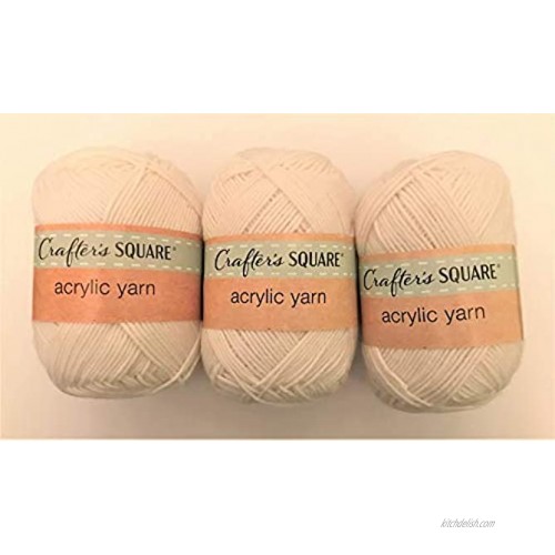 White Acrylic Yarn 220 yd. Each Knitting Crocheting Craft Projects Bundle of 3