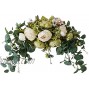 WYI Artificial Floral Swag 30 Inch Handmade Flower Swag with Green Leaves Rose Peony Swag Arch Garland Simulation Flowers Arrangements Wedding Centerpieces for Front Door Home Decor