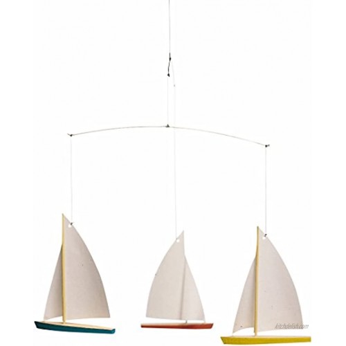 Dinghy Regatta 3 Hanging Mobile 15 Inches Beech Wood Handmade in Denmark by Flensted