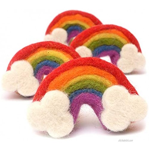 Glaciart One Large Felt Rainbows Garlands Crafts Decor Baby Mobile Ornament Soft Colorful Plush for Kids' Rooms Nursery 100% New Zealand Wool Felted in Nepal Essential Oil Ready 4-Pack