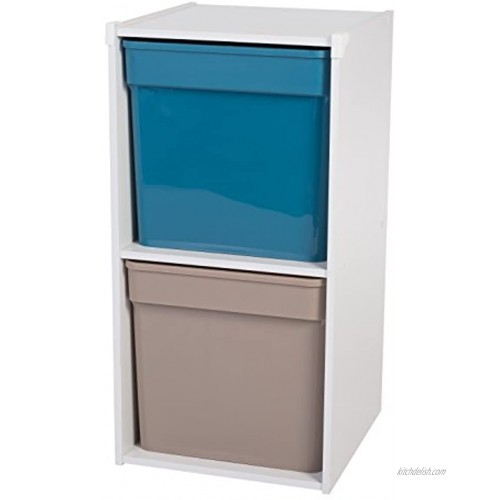 IRIS OHYAMA Kid Cube Boookcase KCX-2R 2 Locker Modular Storage Toy Shelf Bookcase KCX-2R-Wood White 35.1 x 34.6 x 68.6 cm 2 lockers