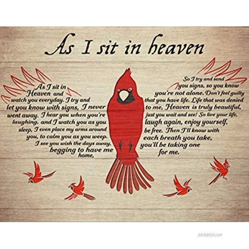 AMELIA SHARPE Vintage Tin Sign Cardinal That Fell from The Sky When I was Sitting in Heaven. Home Wall Decoration. House Garage Bar Decoration Sign. 12 X 8 Inches.