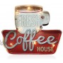 Coffee Bar Decoration Metal Wall Decorations Retro Tin Vintage Decor Signs Handmade Wall Art Hanging Design Light Up Sign for Cafe Bar Home Kitchen Living Room-Battery Operated Coffee