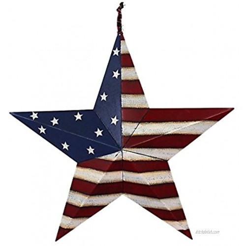 E-view Metal American Flag Barn Star Decor Patriotic Mounted 3D Wall Art July of 4th Decoration 12-A