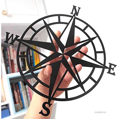 ESTART 11 Inches Metal Decorative Nautical Compass Wall Decor Living Room Bedroom Office Porch Garden Patio Signs Wall Hanging Art Beach Theme Home Decoration Black