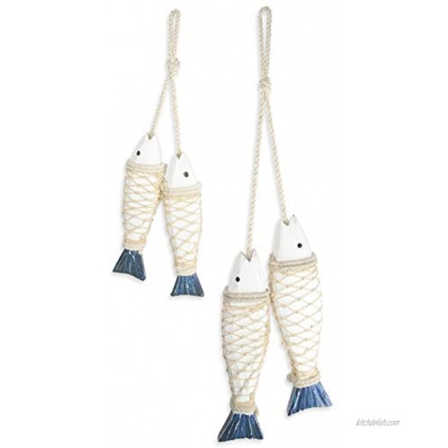 ESTART 2 Sets of Hanging Wooden Nautical Fish Decoration Wall Decoration Door Hanging Beach Theme Decor for Home Mediterranean Style Home Ornament S+L