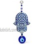 Floral Blue Hamsa Wall Art Home Blessing Wall Hanging Decor With Evil Eye Amulet for Good Luck Prosperity Good Fortune and Protection Lovely Housewarming Gift or New Business Office Present