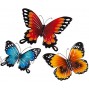 Fox Valley Traders Indoor Outdoor Metal Butterflies Set of 3 Blue Yellow and Orange Butterflies with 7 8 and 10 Diameters and Triangle Display Hook One Size Fits All