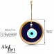 Glass Blue Evil Eye Turkish Nazar Wall Art Home Blessing Wall Decor Amulet 5 Inches Gold Border