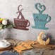 Hotop 4 Pieces Metal Coffee Cup Wall Decor Metal Cafe Decorations Brown Turquoise Yellow and Offwhite Vintage Mug Wall Art for Decorative Kitchen Dining Room Restaurant Coffee Shop Accessories