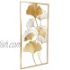 Lulu Home Metal Wall Decor 39 X 20 Golden Ginkgo Leaf Wall Hanging Decor with Frame Golden Metal Art Wall Sculpture for Living Room Office Study Large
