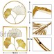 Meekear Gold Wall Decor Set of 3 Golden Ginkgo Leaves Metal Wall Decor with Frame Gold Metal Art Wall Sculpture for Living Room Bedroom Office Study Large