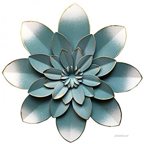 Picfarce Blue Metal Flower Wall Art Decor 9.5“ Rustic Modern Floral Sculpture Distressed Hanging Home Decoration Accent Artworks for Indoor Bedroom Living Room Office Outdoor Garden Patio