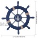 Rienar Nautical Beach Wooden Boat Ship Steering Wheel Fishing Net Shell Home Wall Decor Deep Blue