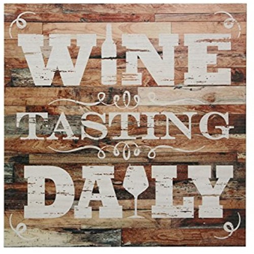 Stonebriar Rustic 15 Inch Wine Theme Wood Wall Art with Wine Tasting Daily Saying Decorative Wall Decor for the Living Room Kitchen or Dining Room