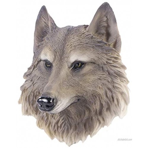 VOSAREA Resin Wolf Head Wall Statue Realistic Animals Head Wall Hanging Sculpture Farmhouse Wall Decoration Ornament