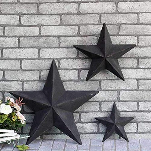 YL Crafts Metal Star Wall Decoration Mounted Wall Art 3pcs Set Black