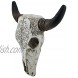 Zeckos Tribal Design Carved White Bull Skull Wall Hanging