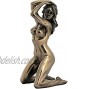 7.13 Inch Nude Female Statue with Hands on Hair Bronze Color