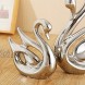 Anding Creative Home Decoration Ceramic Animal Statue Decoration Crafts Swan Lover LY1269-Silver Sculpture Souvenir Gift