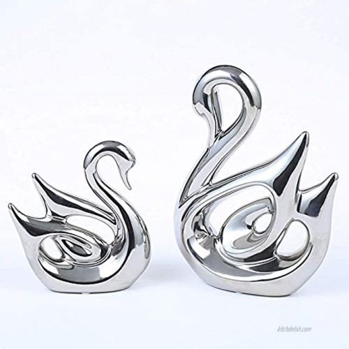 Anding Creative Home Decoration Ceramic Animal Statue Decoration Crafts Swan Lover LY1269-Silver Sculpture Souvenir Gift
