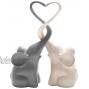 ART & ARTIFACT Two Piece Loving Elephants Gray White Intertwined Animal Pair Heart Sculpture Home Decor Accent Centerpiece