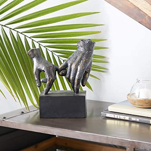 Deco 79 Large “Pinky Swear” Hands Block Base Best Friend Statues Sculpture 9” x 10” Black & Bronze