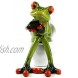 Dorlotou Frog Figurines Frog Statue Resin Frog Seated Funny Creative Green Frog Texting on Toilet for Home Bathroom Decor YX6025