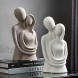 FJS Hugging Couple Ceramic Sculpture Love Statue Romantic Decoration Figurine for Home Office Bookshelf Desktop Ornament White