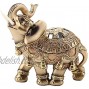 Golden Polyresin Elephant Statue Sculpture Trunk Wealth Lucky Collectible Figurine Gift Home Decor Feng Shui Ornament Elephant Decor Elephant Statue Large