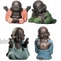 Kingzhuo A Collection of Cutie 4 Smiling Buddhas Laughing Buddha Statue Adorable Monk Figurines 4 Lovely Little Buddha Cutest Baby Buddha Great Details Giftable Make You Happy