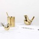 LACGO Brass Color Bird Statue Lifelike Gold Animal Sculpture Handicraft Modern Simple Style Art Bird Bird Ceramic Display Ornaments for Living Room Bedroom Shelf Cabinets Home Decor2 Pack L&XL