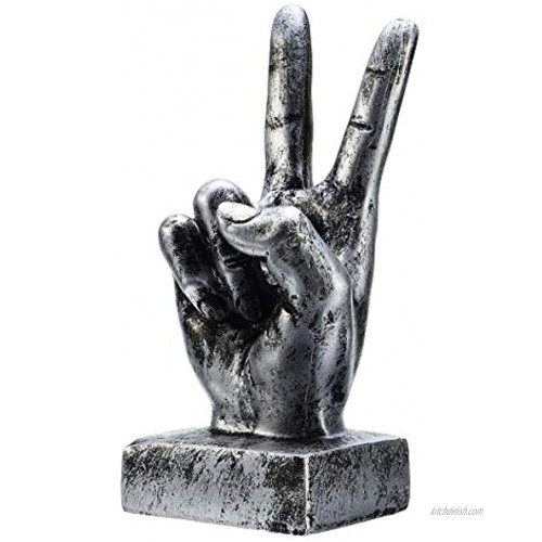 Nice purchase Hand Finger Gesture Desk Statues Fingers Sculpture Creative Home Living Room Cabinet Shelf Decoration Victory Gesture in Silver