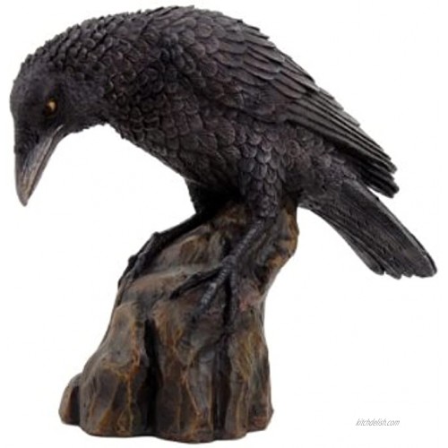 PTC Leaning Black Raven on Rocks Hand Painted Resin Statue Figurine