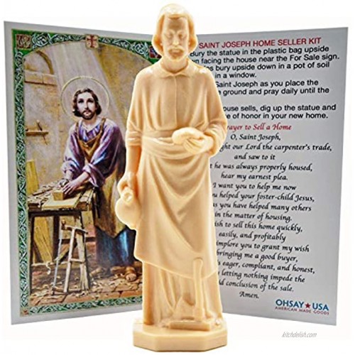 St. Joseph Statue Home Seller Kit Made in USA Sold by Vets – Custom Prayer Card Included
