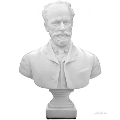 danila-souvenirs Russian Composer Pyotr Tchaikovsky Marble Bust Statue Sculpture 7.9'' White