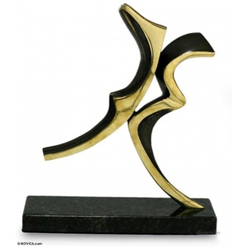 NOVICA Metallic Romantic Bronze Sculpture 10.25 Tall 'The Leap'