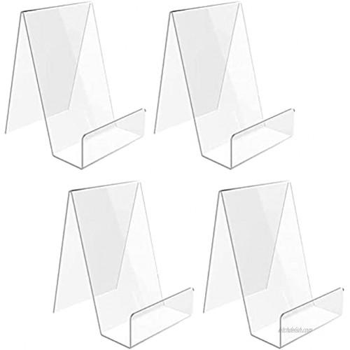 4pcs Sign Holder Stand Clear Acrylic for Phone Leaflet Book Menu Poster Brochure Magazine Table Sign Display Stand Tag for Restaurant Coffee Shop Bookstore