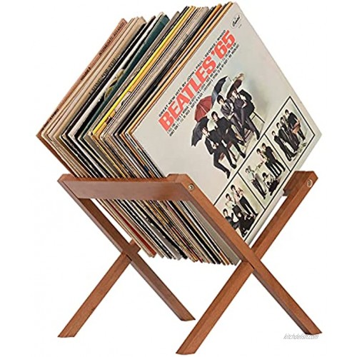 ArielGT Wooden Vinyl Record Storage Holder LB Records Rack Holds 40 Albums Wood Stand Organizer Furniture for Vinyl Music Albums Dark Brown