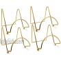BANBERRY DESIGNS Brass Wire Easel Display Stand Plate Holders Smooth Metal Footed 3 Inch Set of 4 Pcs Ideal for Small Books Pictures Cards