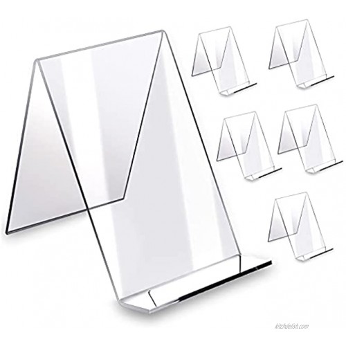 VANGELIX 6 Pack Acrylic Book Stand with Flat Ledge Large Book Display Stand Clear Stand for Display Picture Stand and Acrylic Stand Designed for Comic Book Photo and Notebook