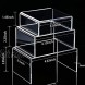 2 Sets Clear Acrylic Display Risers Small Showcase Shelf for Figures Buffets Cupcakes and Jewelry Display Stands with Sticky Protective Film