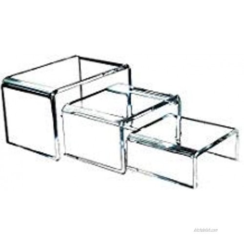 Art of Acrylic Clear Acrylic Risers for Display – 1 Set of 3 Showcase Shelf for Figures Buffets Cupcakes and Jewelry Display Stands – Extra Thick and No Sticky Protective Film
