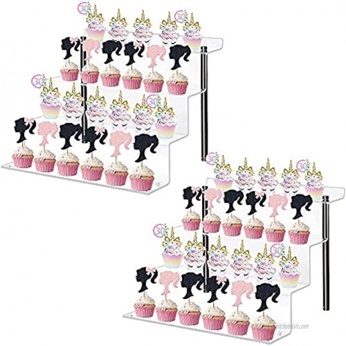Cupcake Stand Display Shelves for Smallcakes Cupcakery 4 Steps Acrylic Riser for Collectibles Funko Pop Amiibo Figure Stand Perfumes Crystal Display-2Packs